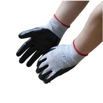 NMSAFETY Cut Level 3 résistant à la coupure HPPE nitrile revêtement des gants de travail